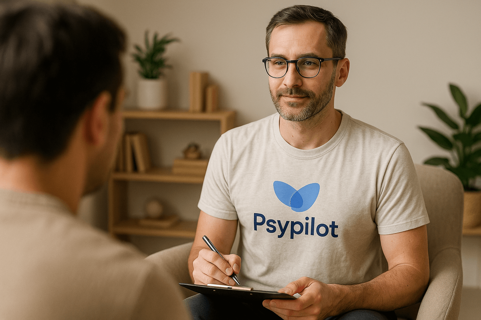 Psicólogo utilizando Psypilot en su consulta